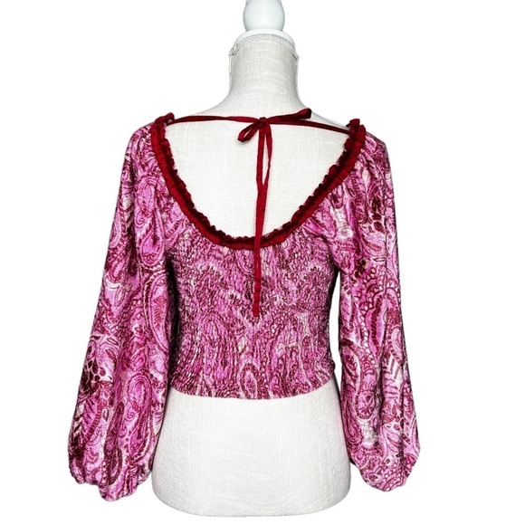 Free People Dare Me Velvet Blouse Size L - Picture 3 of 9